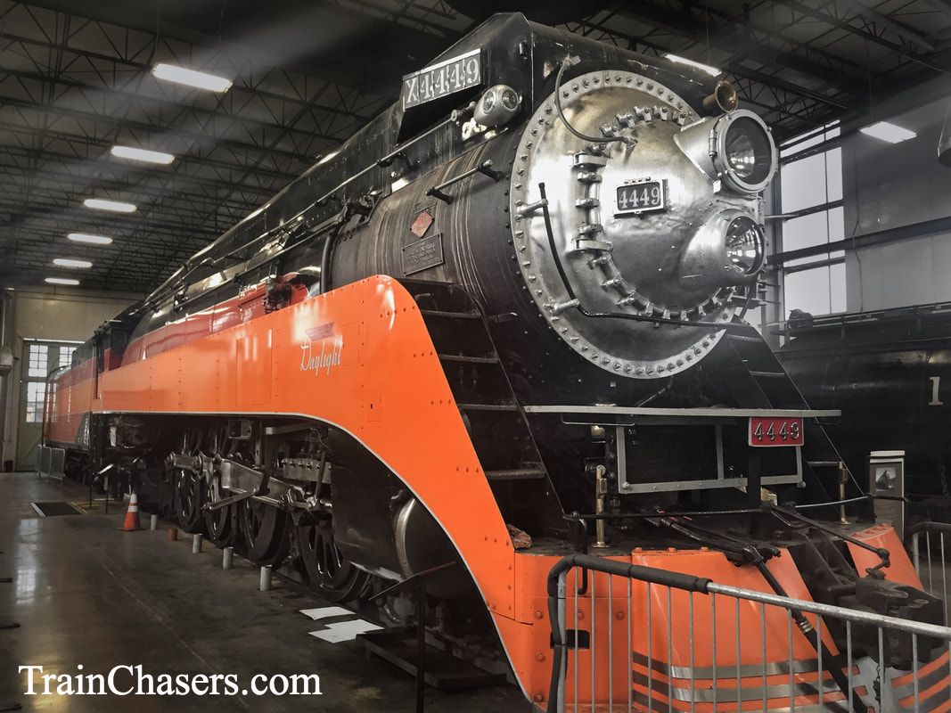 Southern Pacific Steam Locomotive #4449 inside the Oregon Rail Heritage Center.