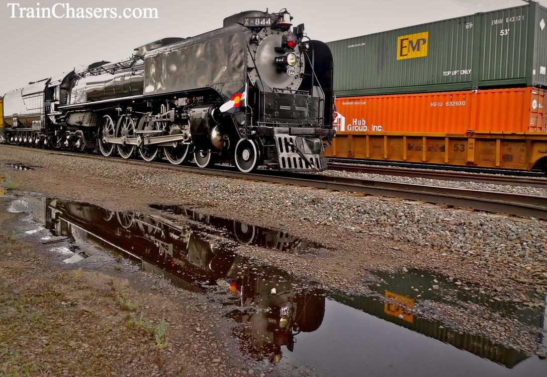 Union Pacific #844 Steam Locomotive in Wyoming. 
